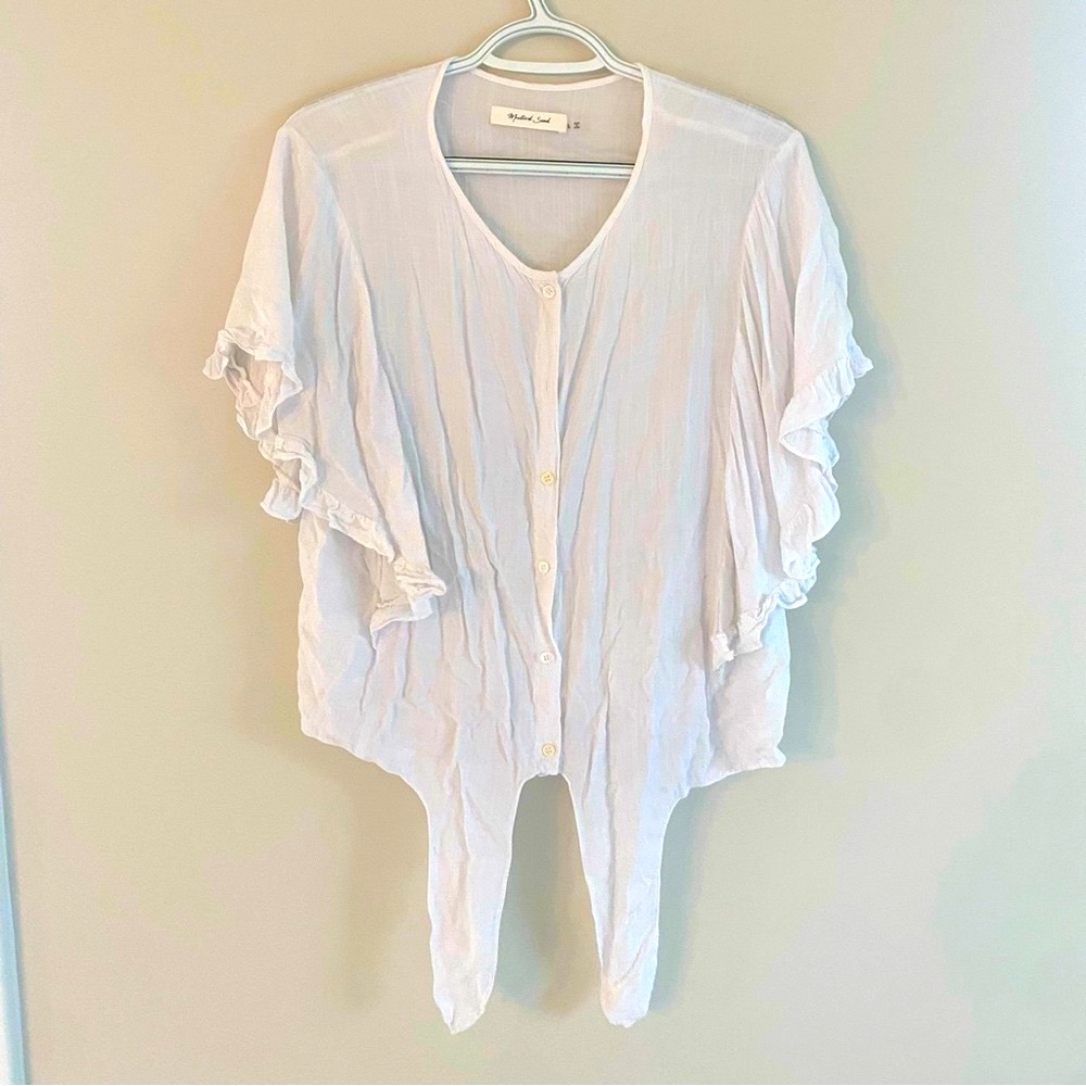 Mustard Seed White Tie Crop Top Size L